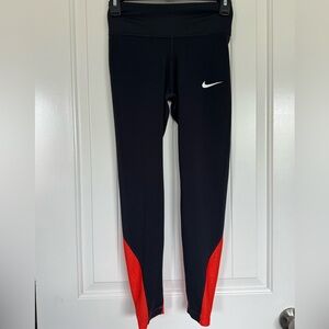Nike Women’s XS Black Leggings Red Mesh Panel Athletic Running Gym Pants